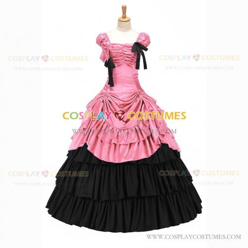 Vintage Gothic Lolita Victorian 18th Century Pink Ruffles Evening Ball Gown Dress