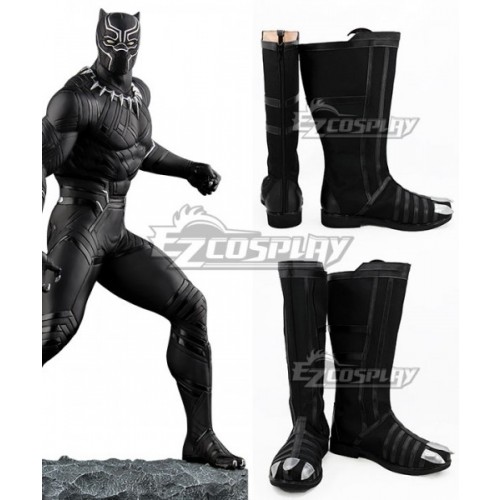 Marvel Captain America: Civil War Black Panther T'Challa Black Shoes Cosplay Boots