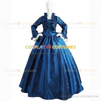 High Quality Victorian Style Queen Royal Lady Fantasy Dress Theater Reenactment Costume Royal Blue