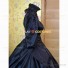 Black Gothic Lolita Brocade Reenactment Clothing Victorian Style Dress