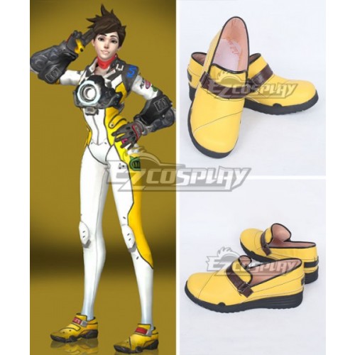 Overwatch OW Tracer Lena Oxton Yellow Cosplay Shoes