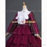 Civil War Striped Tiered Party Gown Period Lolita Fancy Dress Antique Gown Cherry Pink