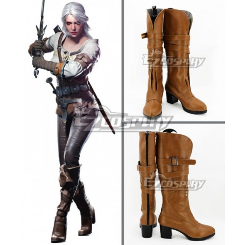 The Witcher 3 Wild Hunt Cirilla Brown Shoes Cosplay Boots