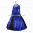 Retro Victorian Classic Turtle Neck Stage Blue Long Dress Ball Gown