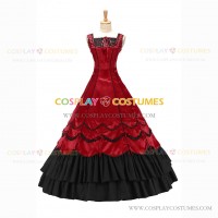 Romantic Southern Belle Marie Antoinette Theater Steampunk Ball Gown Dark Red Dress