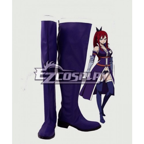 Fairy Tail Erza Scarlet Ilusa Purple Shoes Cosplay Boots