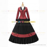 Civil War Country Lolita Victorian Masquerade Theme Red Ball Gown Dress