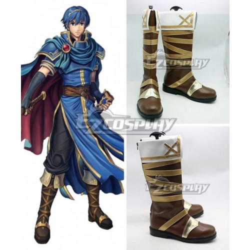 Fire Emblem Marth Brown Shoes Cosplay Boots