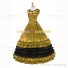 18th Century Vintage Ruffles Brocaded Sleeveless Gown Golden Dress