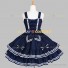 Sailor Lolita Dress Nautical Style White Stripes Sleeveless Naval Collar Tiered Dress Blue