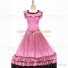 18th Century Vintage Ruffles Brocaded Sleeveless Gown Pink Dress