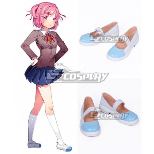 Doki Doki Literature Club! Sayori Natsuki Yuri White Blue Cosplay Shoes