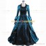 Victorian Lady Queen Colonial Princess Fairytale Dress Lace Ball Gown Dark Blue