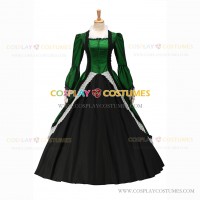 Victorian Punk Lolita Pagoda Sleeves Ball Gown Dark Green Dress