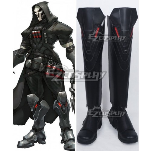 Overwatch OW Reaper Gabriel Reyes Black Shoes Cosplay Boots