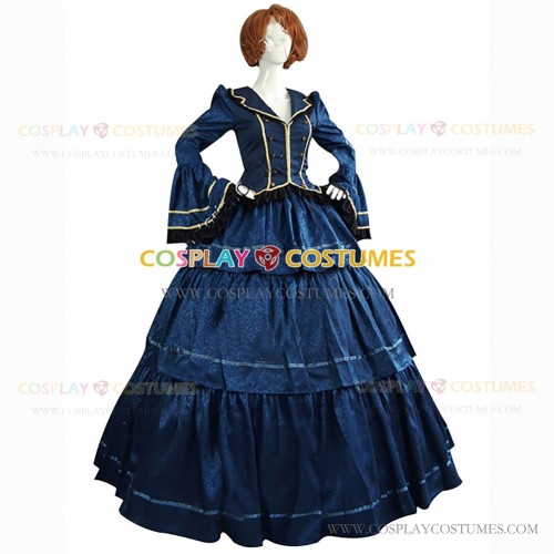 Victorian Style Reenactment Theatrical Premium Quality Costume Fancy Dress Royal Blue