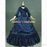 Victorian Layered Bustle Reenactment Masquerade Gown Solid Color Dress Navy Blue