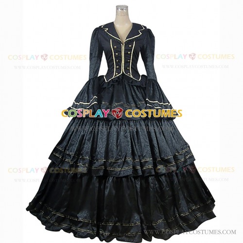 Victorian Style Reenactment Theatrical Premium Quality Costume Fancy Dress Black