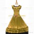 18th Century Vintage Ruffles Brocaded Sleeveless Gown Golden Dress