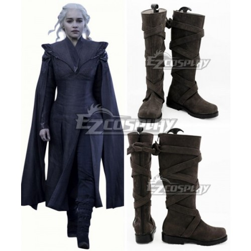 Game of Thrones Season 7 Daenerys Targaryen Brown Shoes Cosplay Boots