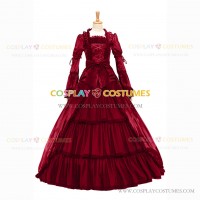 Retro Renaissance Style Pagoda Sleeves Prom Ball Gown Red Dress