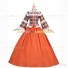 Civil War Style Reenactment Theater Clothing Tartan Ball Gown Lolita Dress Costume Orange