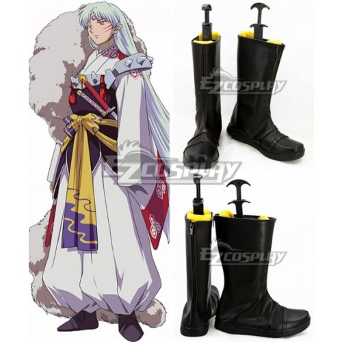 Inuyasha Sesshomaru Black Shoes Cosplay Boots