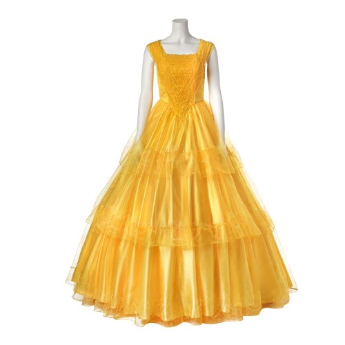 2017 New Movie Beauty And The Beast Belle Princess Dress Cosplay Costume Version 2
