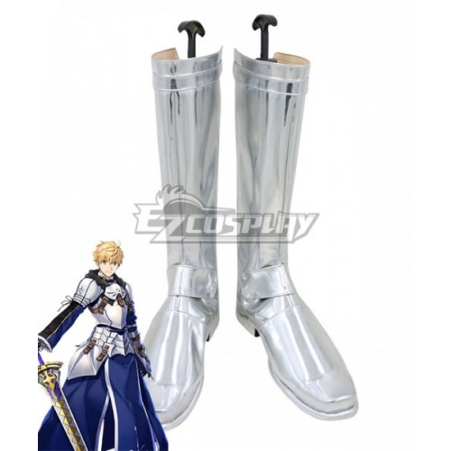 Fate Grand Order Fate Prototype Saber Arthur Pendragon Silver Shoes Cosplay Boots