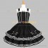 Sailor Lolita Dress Nautical Style White Stripes Sleeveless Naval Collar Tiered Dress Black