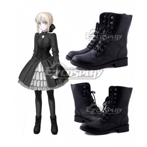 Fate Stay Night Black Saber Altria Pendragon King Arthur Black Cosplay Boots