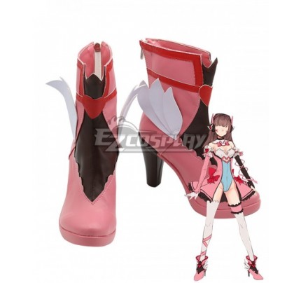 Overwatch OW Magic Girl D.Va DVa Hana Song Pink Shoes Cosplay Boots