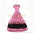 18th Century Vintage Ruffles Brocaded Sleeveless Gown Pink Dress