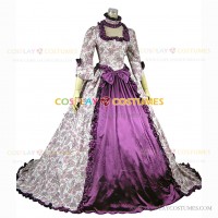 Historical Victorian Style Country Lolita Floral Gown Dress Purple