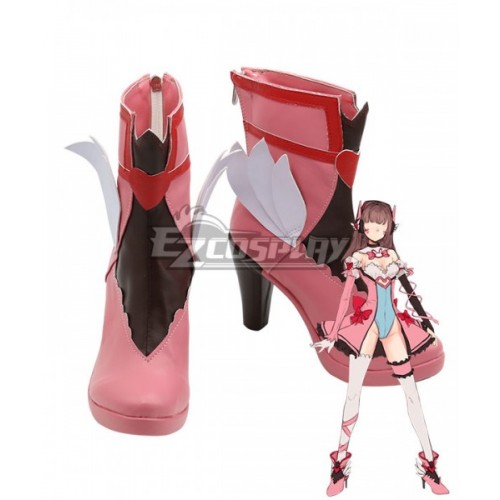 Overwatch OW Magic Girl D.Va DVa Hana Song Pink Shoes Cosplay Boots