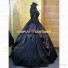 Black Gothic Lolita Brocade Reenactment Clothing Victorian Style Dress