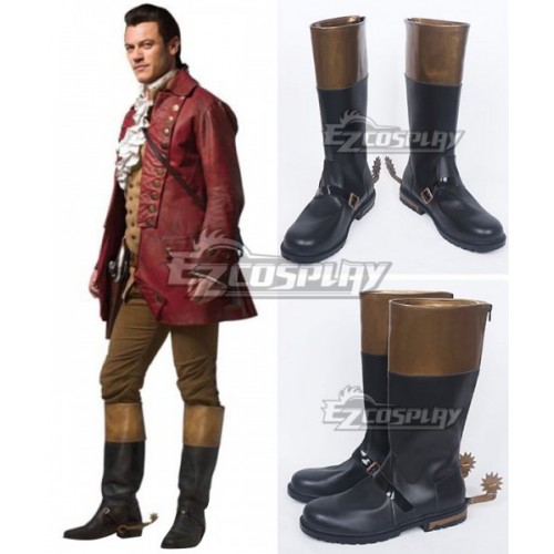 Disney Beauty and The Beast Gaston Movie 2017 Black Shoes Cosplay Boots