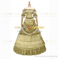 Classic Victorian Steampunk Ruffles Herrlich Golden Ball Gown Dress