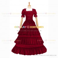 Reenactment Civil War Lace Lolita Recoco Layered Red Ball Gown Dress