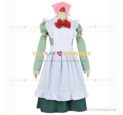 Hungary Costume from Axis Powers: Hetalia Cosplay Maid Dress Pink Headband