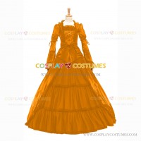 Retro Renaissance Style Pagoda Sleeves Prom Ball Gown Orange Dress