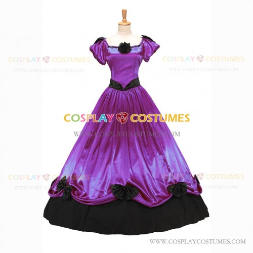 Civil War Southern Belle Lolita Victorian Theater Dark Purple Long Ball Gown Dress