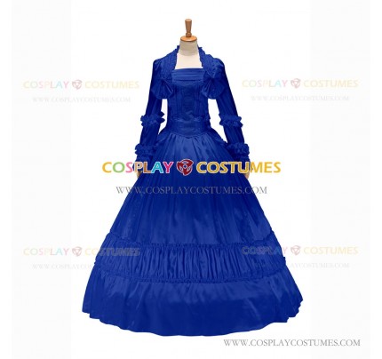 Gothic Lolita Victorian Rococo Stage Long Luxury Royal Blue Dress Ball Gown