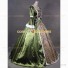 Renaissance Colonial Period Ball Gown Prom Brocade Satin Dress Olive