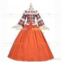 Civil War Style Reenactment Theater Clothing Tartan Ball Gown Lolita Dress Costume Orange