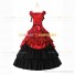 Vintage Gothic Lolita Victorian 18th Century Red Ruffles Evening Ball Gown Dress