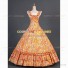 Victorian Southern Belle Little Women Orange Floral Ball Gown Prom Dress