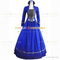 Classical Gothic Lolita Dress Vintage Brocaded TheatrerBall Gown Dress Blue