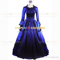 Victorian Lady Queen Colonial Princess Fairytale Dress Lace Ball Gown Royal Blue