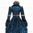 Victorian Steampunk Rococo Brocade Blue Ball Gown Dress